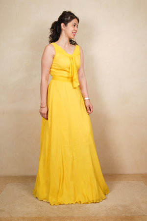 Bright Yellow Chiffon Maxi Dress
