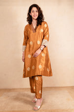 Copper Brown Banarasi Silk Co-ord Set