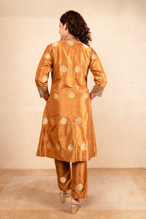 Copper Brown Banarasi Silk Co-ord Set