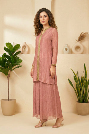 Dusty Rose Crush Tissue Silk Co-Ord Set