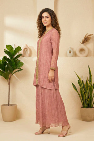 Dusty Rose Crush Tissue Silk Co-Ord Set