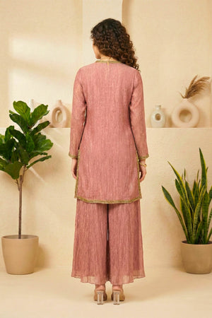 Dusty Rose Crush Tissue Silk Co-Ord Set