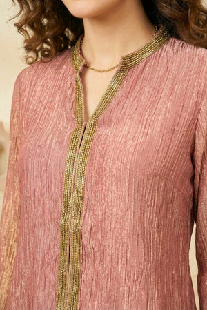 Dusty Rose Crush Tissue Silk Co-Ord Set