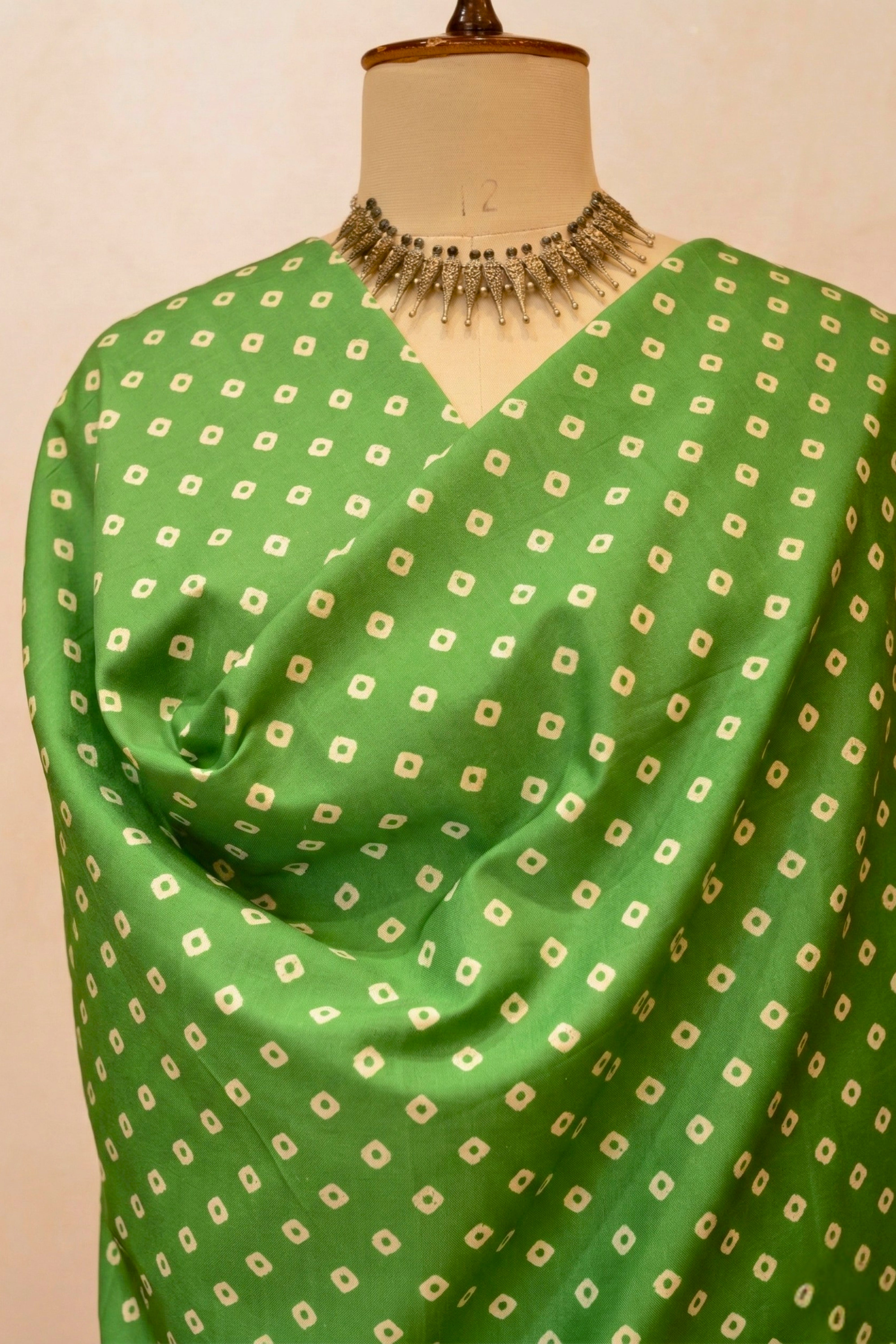 Vibrant Green Geometric Print Swiss Cotton Unstitched Dress Material