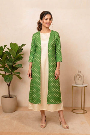 Vibrant Green Geometric Print Swiss Cotton Unstitched Dress Material