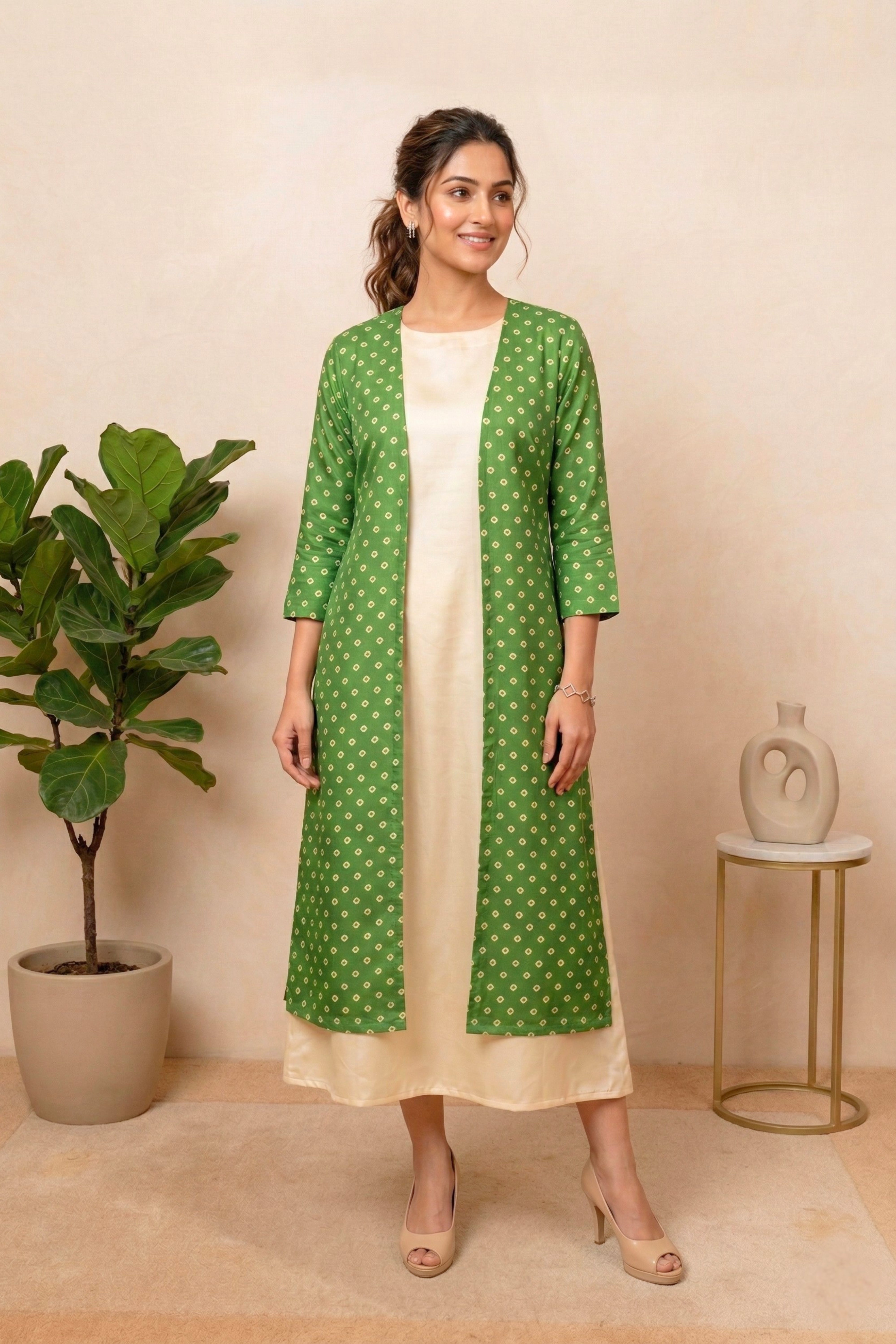 Vibrant Green Geometric Print Swiss Cotton Unstitched Dress Material