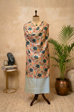 Elegant Floral Ice Blue Swiss Cotton Unstitched Material
