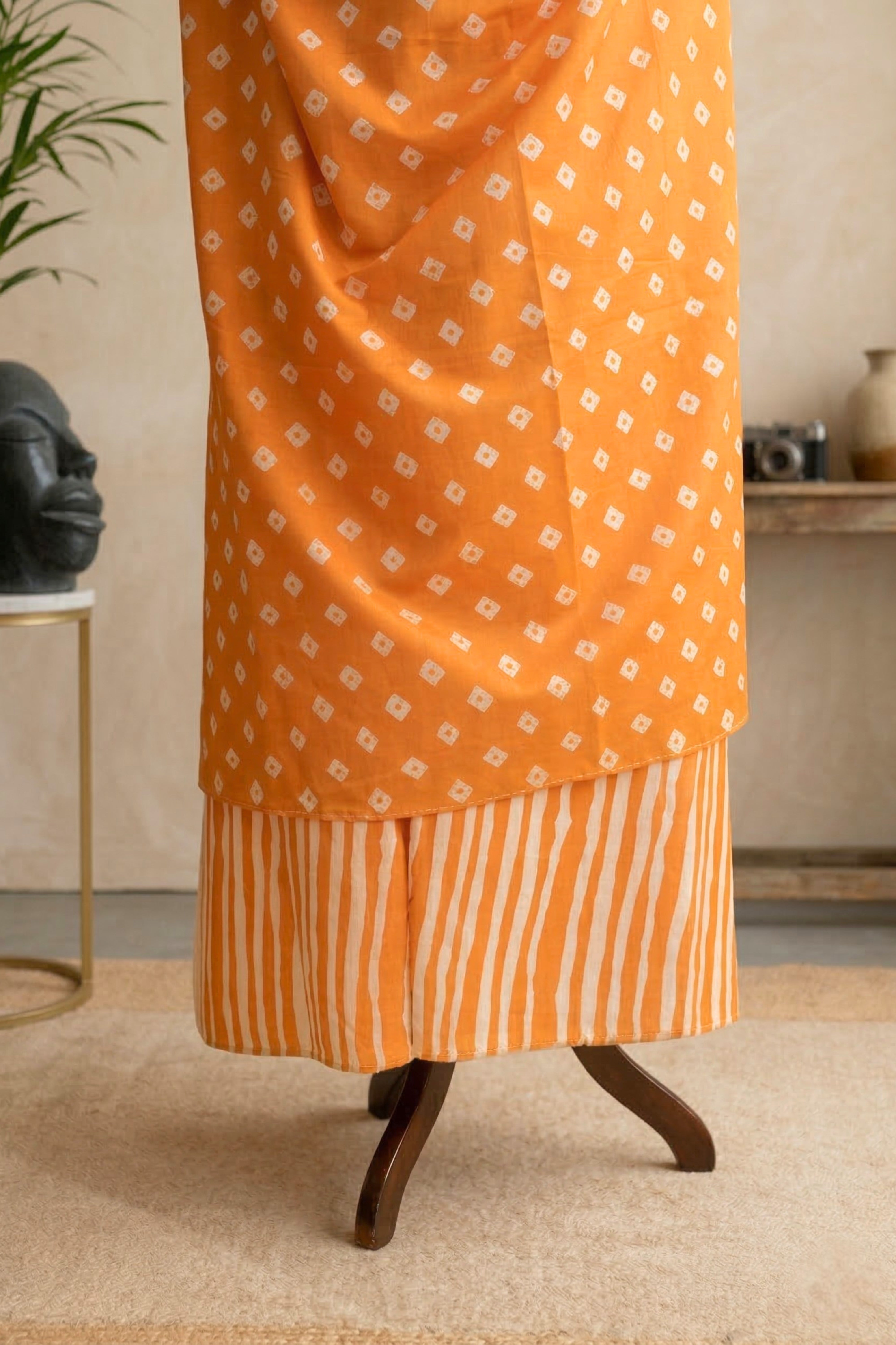 Vibrant Orange Swiss Cotton Unstitched Dress Material