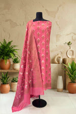 Fuscia Pink Suit in Chanderi Cloth with Gold Resham