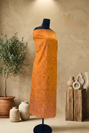 Warm Rust Orange Chanderi Unstitched Dress Material