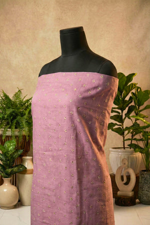 Elegant Mauve Pink Chanderi Silk Unstitched Suit Set