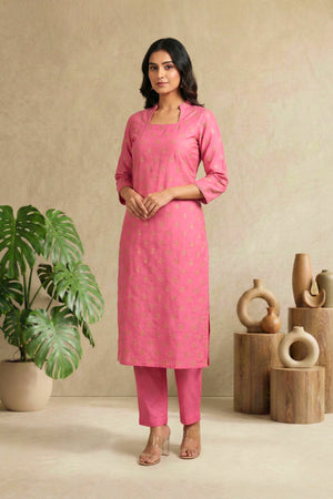 Vibrant Fuchsia Pink Chanderi Unstitched Suit Set