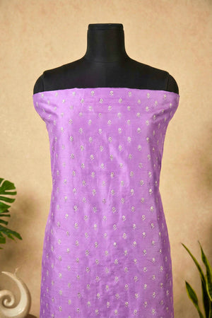 Elegant Lilac Chanderi Unstitched Suit Set