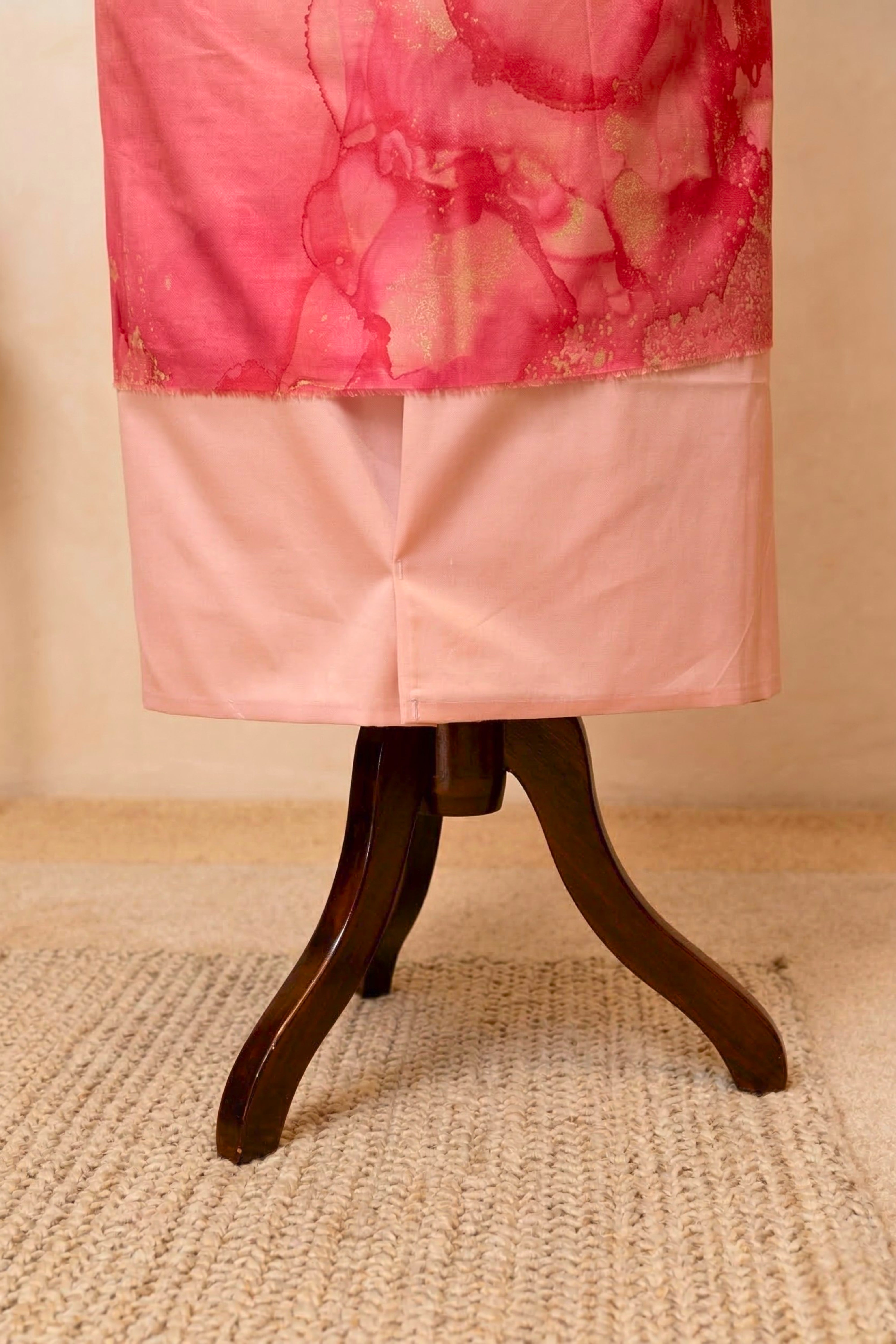 Abstract Watercolor Pink Swiss Cotton Unstitched Dress Material