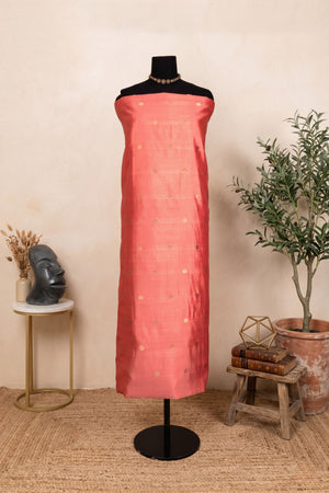 Elegant Coral Pink Chiniya Silk Unstitched Dress Material