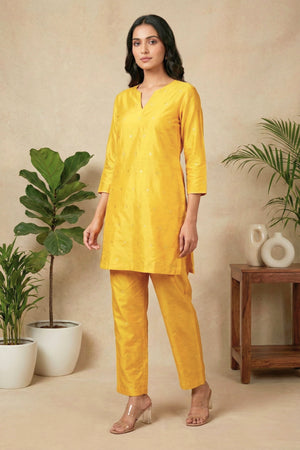 Radiant Yellow Silk Unstitched Suit Material