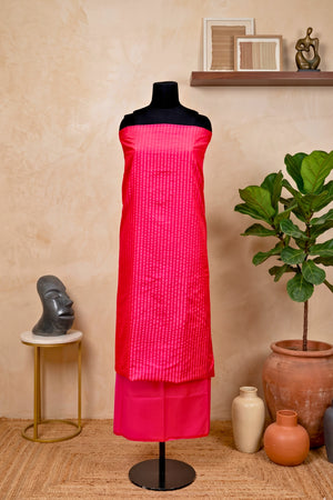 Vibrant Fuchsia Pink Striped Silk Unstitched Suit Set