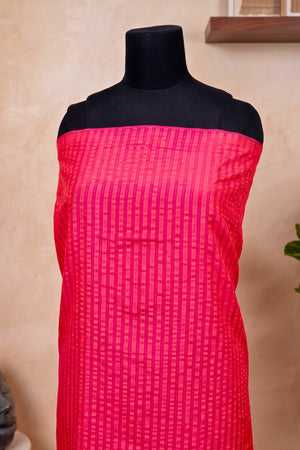 Vibrant Fuchsia Pink Striped Silk Unstitched Suit Set