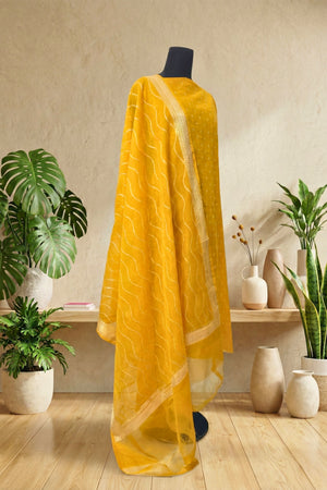 Haldi Yellow Cotton Chanderi Unstitched Suit Set – Pure Chanderi