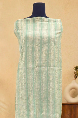 Elegant Pastel Green Moonga Silk Unstitched Dress Material