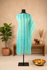Aqua & Green Striped Organza Unstitched Suit Material by Label Tamanna