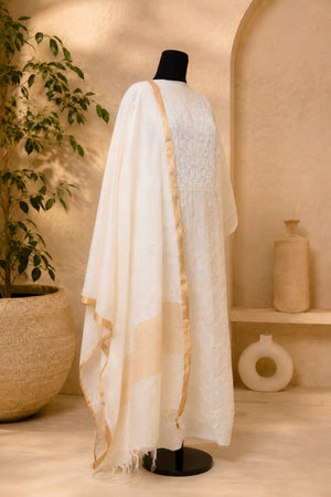 Ivory Dyeable Mul Chanderi Suit