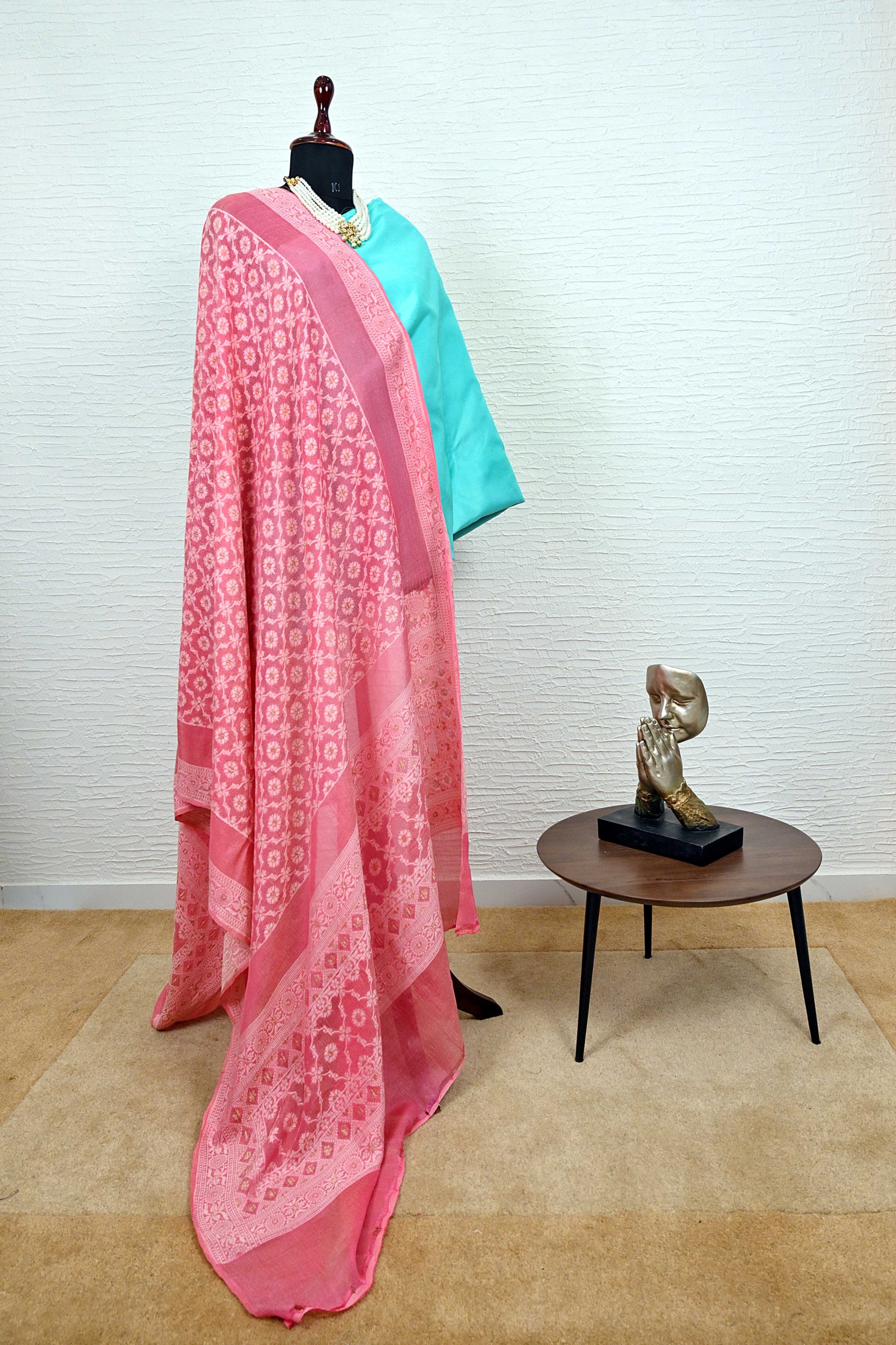 Blush Pink Banarasi Chiffon Dupatta