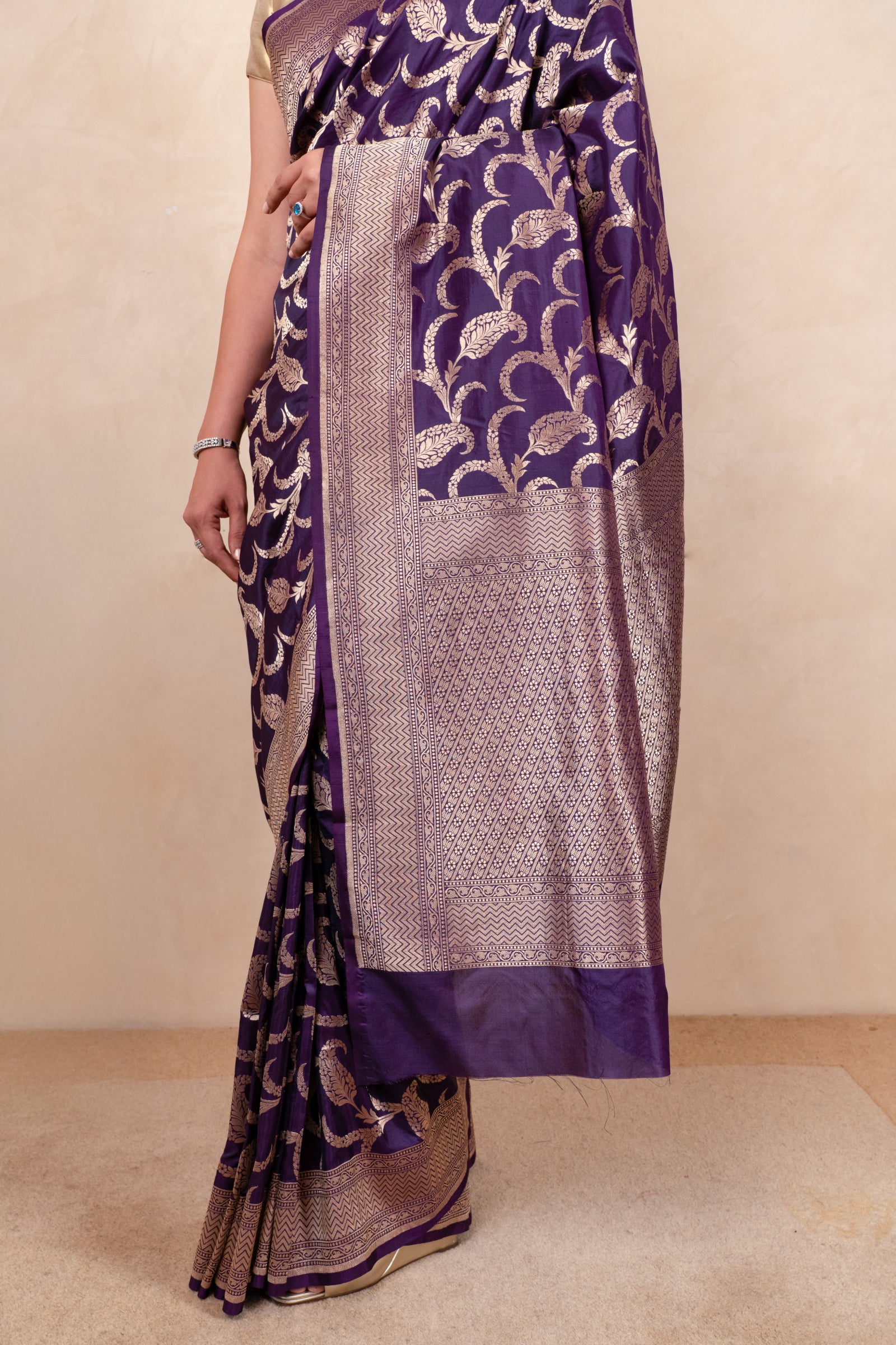 Baigani katan silk saree