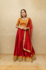 Orange and red silk lehenga set
