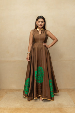 Chocolate brown silk gown