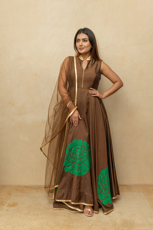 Chocolate brown silk gown