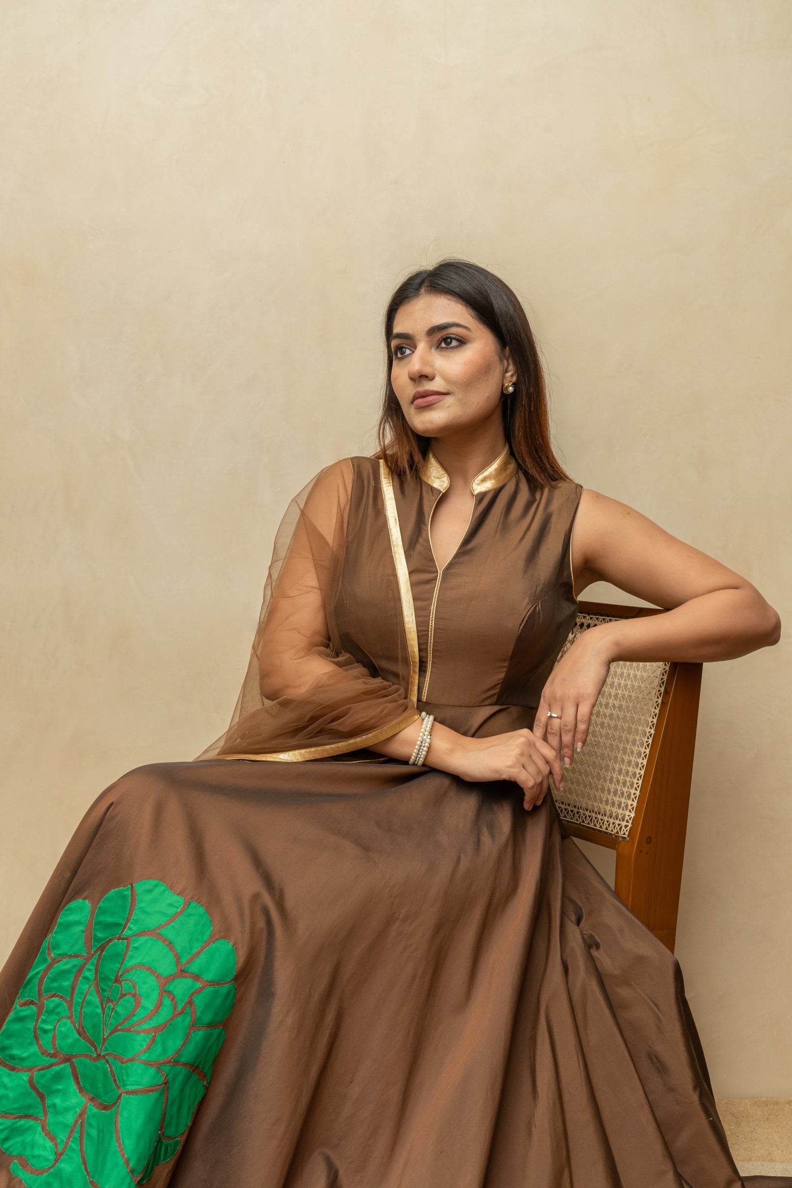Chocolate brown silk gown