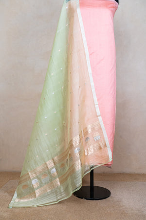 Peach and mint green silk suit set