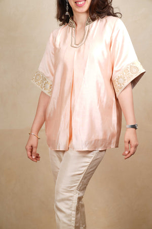 Peach silk top