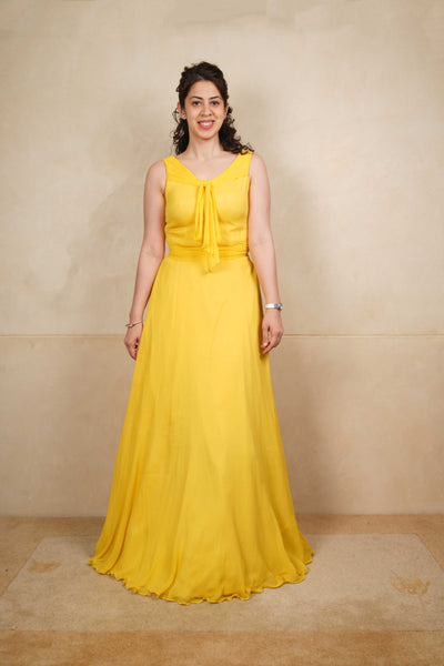 Yellow chiffon dress