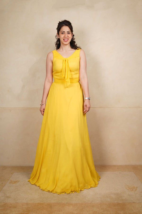 Yellow chiffon dress