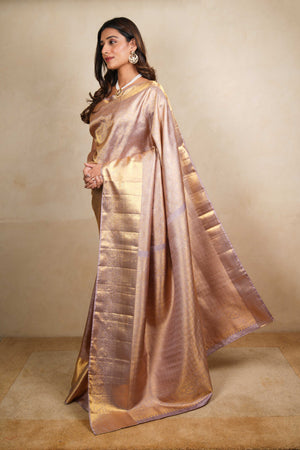 Heritage lilac and gold kanjeevaram silk saree