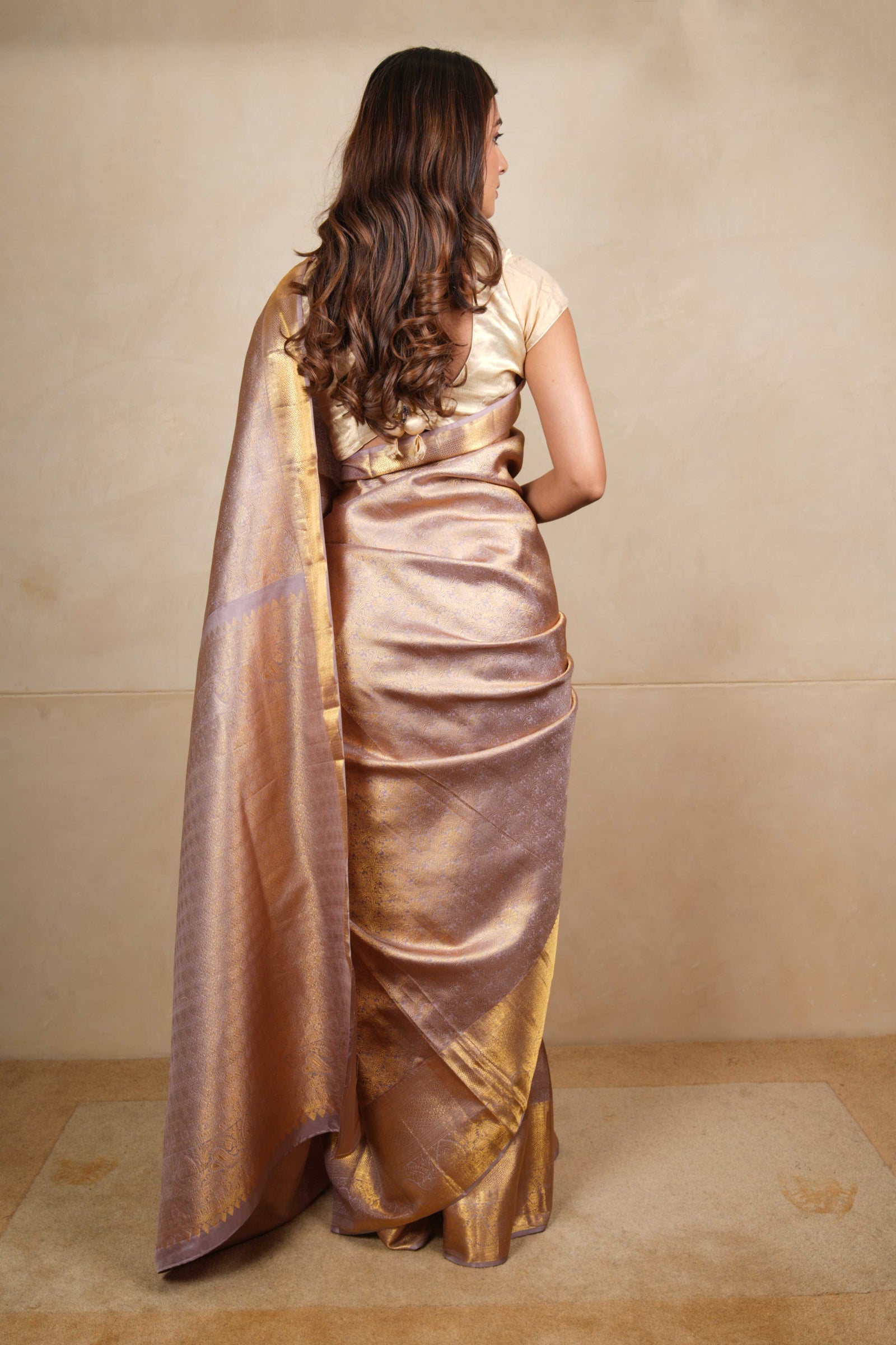 Heritage lilac and gold kanjeevaram silk saree