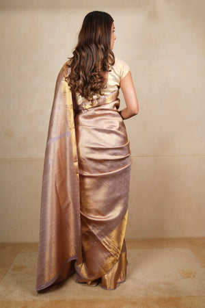 Heritage lilac and gold kanjeevaram silk saree