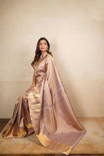 Heritage lilac and gold kanjeevaram silk saree