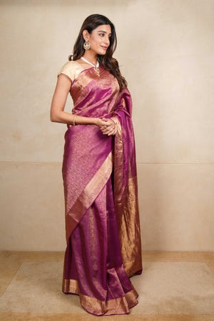 Purple kanjeevaram silk saree