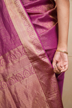 Purple kanjeevaram silk saree