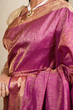 Purple kanjeevaram silk saree