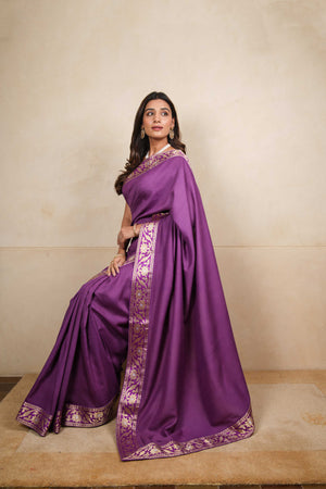 Deep purple moonga silk saree