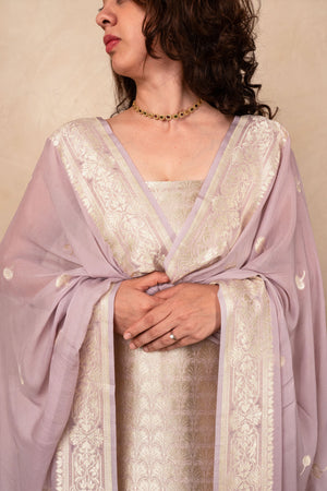 Lilac tanchoi georgette suit set