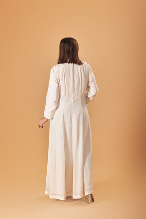 Pearl ivory soft crepe Indowestern semi Anarkali kurta