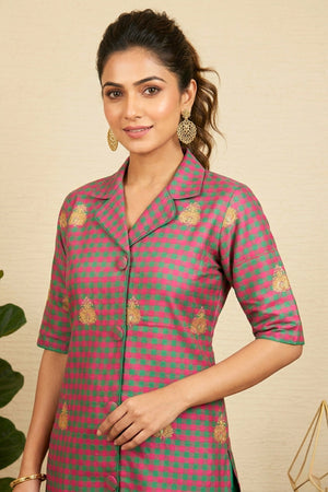 Multi checks silk Kurta