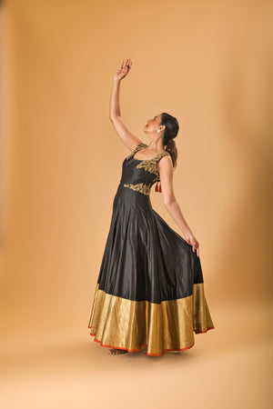 Black and gold silk gown