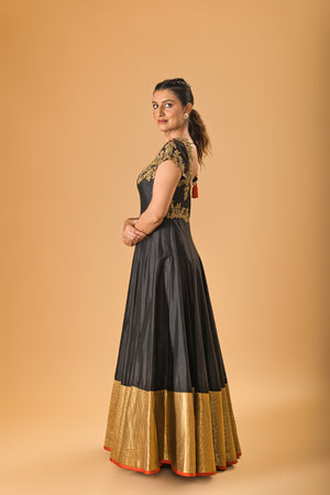 Black and gold silk gown