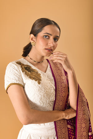 White silk skirt and blouse